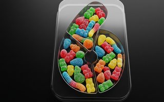 Envase para gominolas con forma de número 6