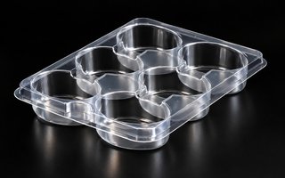 Bandeja transparente de 6 huellas ovaladas